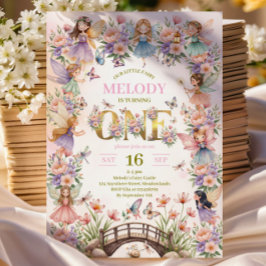Invitación de cumpleaños número 1 jardín de hadas 