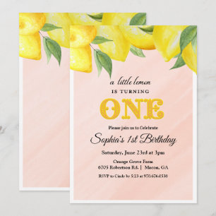 Invitación de cumpleaños número 1 Lemon Lemonade