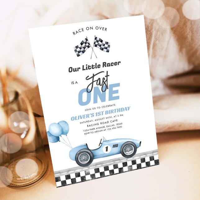 Invitación de cumpleaños número 1 niño coche de ca (Subido por el creador)