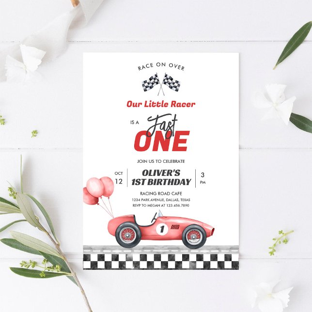 Invitación de cumpleaños número 1 niño coche de ca (Subido por el creador)