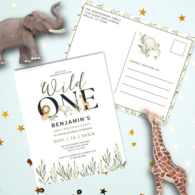 Invitación de cumpleaños número 1 niño safari anim (Subido por el creador)
