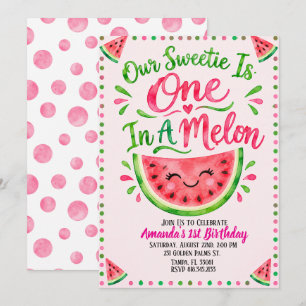 Invitación de cumpleaños número 1 One In A Melon