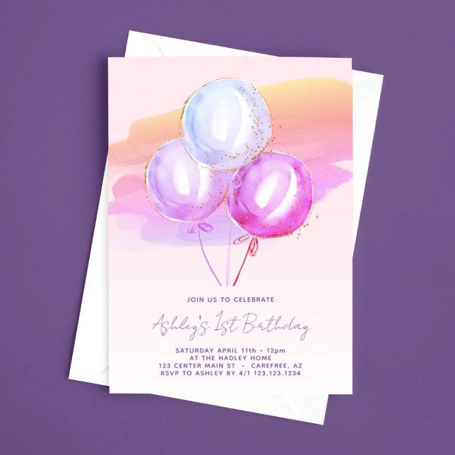 Invitación de cumpleaños número 1 para niñas con g (Subido por el creador)