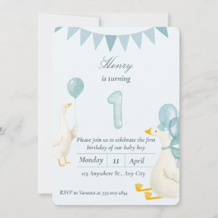 Invitación de cumpleaños número 1 para niño con gl