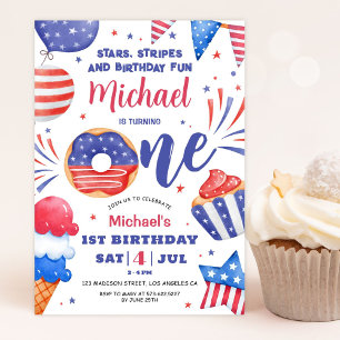 Invitación de cumpleaños número 1 para niño patrió