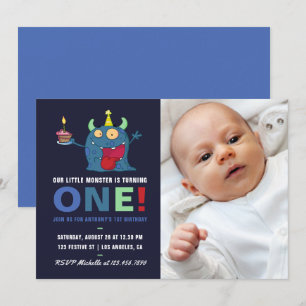 Invitación de cumpleaños número 1 para niño pequeñ