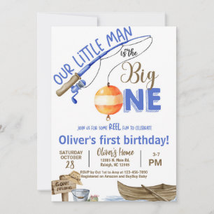 Invitación de cumpleaños número 1 para pescador /