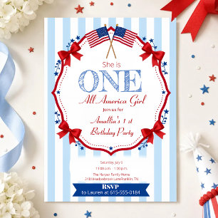 Invitación de cumpleaños número 1 para una niña to