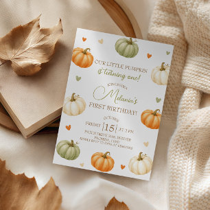 Invitación de cumpleaños número 1 Pastel Pumpkin L