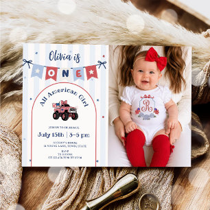 Invitación de cumpleaños número 1 patriótica rojo