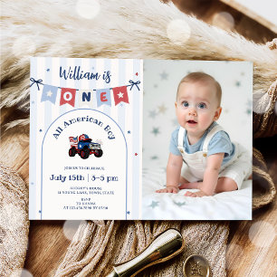 Invitación de cumpleaños número 1 patriótica rojo