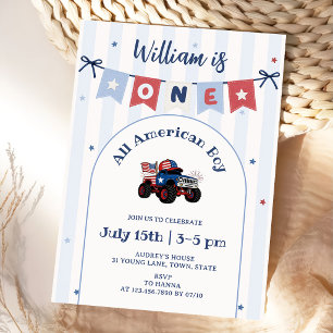 Invitación de cumpleaños número 1 patriótica rojo 