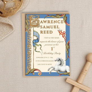 Invitación de cumpleaños número 1 Real Medieval Le