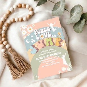Invitación de cumpleaños número 1 Retro Rainbow