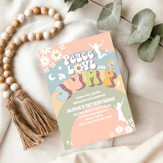 Invitación de cumpleaños número 1 Retro Rainbow (Subido por el creador)