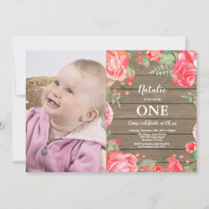 Invitación de cumpleaños número 1 Rustic First con