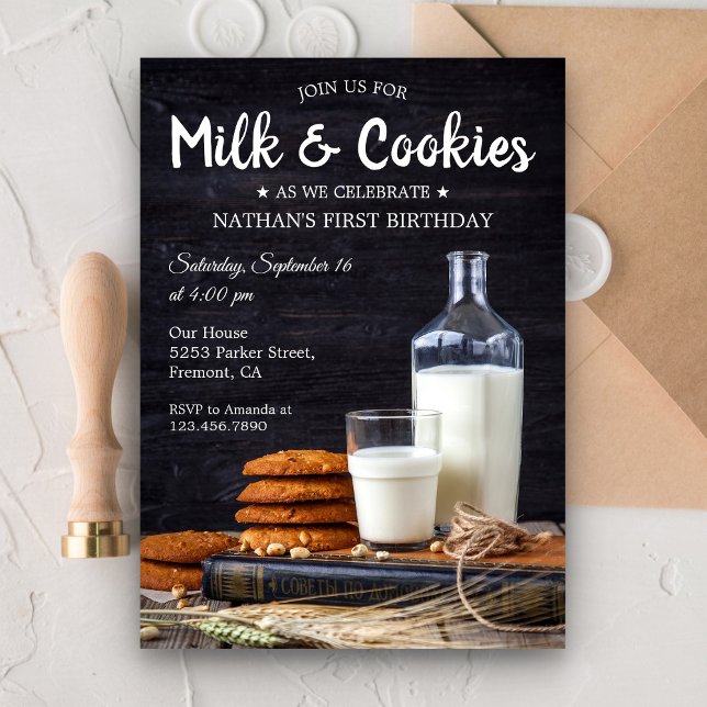 Invitación de Cumpleaños Número 1 Rustic Milk and  (Subido por el creador)