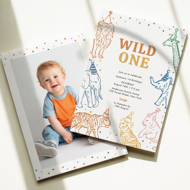 Invitación de cumpleaños número 1 Safari Animals W (Subido por el creador)
