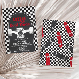 Invitación de cumpleaños número 1 Skateboard One C