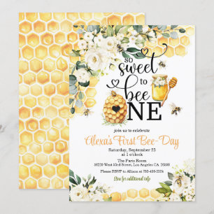 Invitación de cumpleaños número 1 'So Sweet to Bee