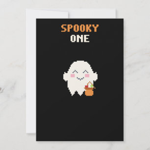 Invitación de cumpleaños número 1 Spooky One Pixel