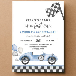 Invitación de cumpleaños número 1 vintage coche de