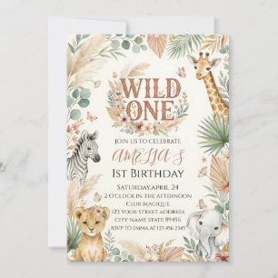 Invitación de cumpleaños número 1 Wild One Foto Bo