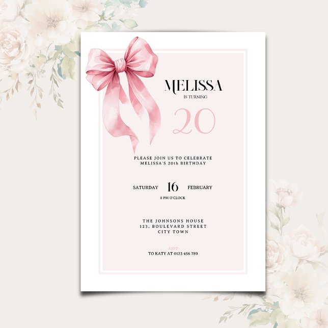 Invitación de cumpleaños número 20 con elegante la (Subido por el creador)