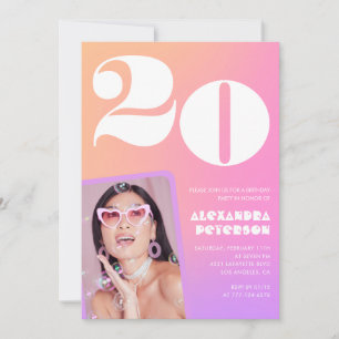 Invitación de cumpleaños número 20 con gradiente r