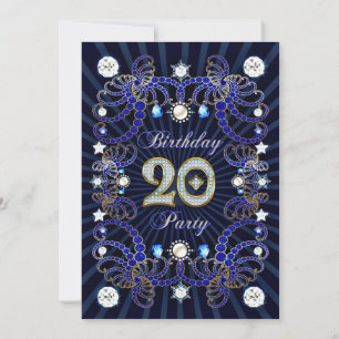invitación de cumpleaños número 20 con montones de