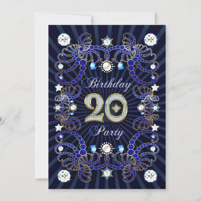 invitación de cumpleaños número 20 con montones de (Anverso)