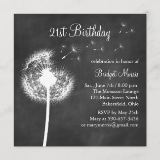 Invitación de cumpleaños número 21 a Chalkboard