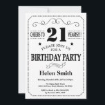 Invitación de cumpleaños número 21: blanco y negro<br><div class="desc">Invitación al cumpleaños número 21 Tipografía en blanco y negro. Fondo blanco y negro. Cumpleaños de adultos. Cumpleaños de hombres o mujeres. Invite a un niño o Chica Lady Teen Teenage Bday. 13a 15a 16a 18a 20a 30a 40a 50a 60a 70a 80a 90a 100a. Cualquier edad. Para más personalización, haga...</div>