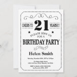 Invitación de cumpleaños número 21: blanco y negro<br><div class="desc">Invitación al cumpleaños número 21 Tipografía en blanco y negro. Fondo blanco y negro. Cumpleaños de adultos. Cumpleaños de hombres o mujeres. Invite a un niño o Chica Lady Teen Teenage Bday. 13a 15a 16a 18a 20a 30a 40a 50a 60a 70a 80a 90a 100a. Cualquier edad. Para más personalización, haga...</div>