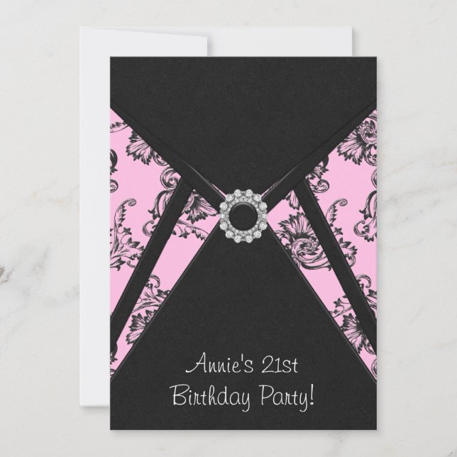 Invitación de cumpleaños número 21 con Damasco Ros (Anverso)