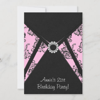 Invitación de cumpleaños número 21 con Damasco Ros