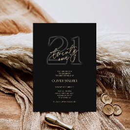 Invitación de cumpleaños número 21 con Oro Negro M