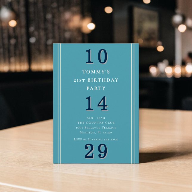 Invitación de cumpleaños número 21 con tipografía  (Subido por el creador)