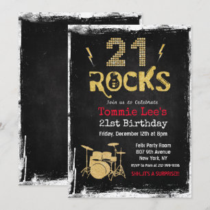 Invitación de cumpleaños número 21 de 21 Rocks Roc