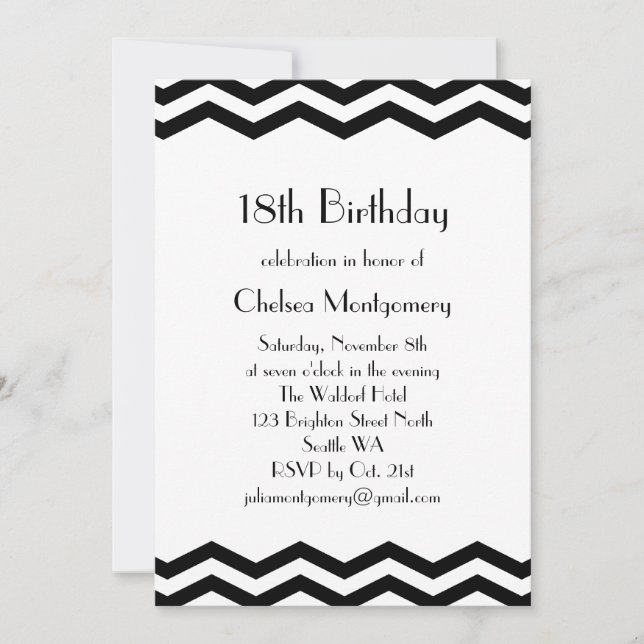 Invitación de cumpleaños número 21 de la Vieja déc (Anverso)