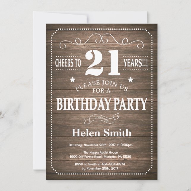 Invitación de cumpleaños número 21 de Rusia (Anverso)