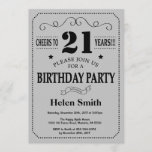 Invitación de cumpleaños número 21: gris negro y p<br><div class="desc">Invitación al cumpleaños número 21 Tipografía gris negra y plateada. Fondo gris negro y plateado. Cumpleaños de adultos. Cumpleaños de hombres o mujeres. Invite a un niño o Chica Lady Teen Teenage Bday. 13a 15a 16a 18a 20a 30a 40a 50a 60a 70a 80a 90a 100a. Cualquier edad. Para más personalización,...</div>