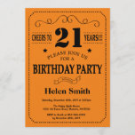 Invitación de cumpleaños número 21 negro y Naranja<br><div class="desc">Tipografía negra y Naranja invitada por el cumpleaños número 21. Fondo violeta negro y Naranja Lilac Lavender. Cumpleaños de adultos. Cumpleaños de hombres o mujeres. Invite a un niño o Chica Lady Teen Teenage Bday. 13a 15a 16a 18a 20a 30a 40a 50a 60a 70a 80a 90a 100a. Cualquier edad. Para...</div>