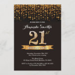 Invitación de cumpleaños número 21 Purpurina negro<br><div class="desc">Invitación al cumpleaños número 21. Purpurina negro y oro. Invitación a la fiesta de cumpleaños para adultos. Mujeres o hombres Bday Bash.
Para más personalización,  haga clic en el botón "Personalizar" y utilice nuestra herramienta de diseño para modificar esta plantilla.</div>