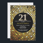 Invitación de cumpleaños número 21 Purpurina negro<br><div class="desc">Invitación al cumpleaños número 21. Purpurina negro y oro. Diamante de oro.Fiesta de cumpleaños para adultos. Para hombres o mujeres.
Para más personalización,  haga clic en el botón "Personalizar" y utilice nuestra herramienta de diseño para modificar esta plantilla.</div>