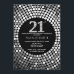 Invitación de cumpleaños número 21 Purpurina negro<br><div class="desc">Invitación al cumpleaños número 21. Purpurina negro y plateado.Diamante plateado.Fiesta de cumpleaños para adultos. Para hombres o mujeres.
Para más personalización,  haga clic en el botón "Personalizar" y utilice nuestra herramienta de diseño para modificar esta plantilla.</div>