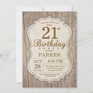 Invitación de cumpleaños número 21 rústica de made
