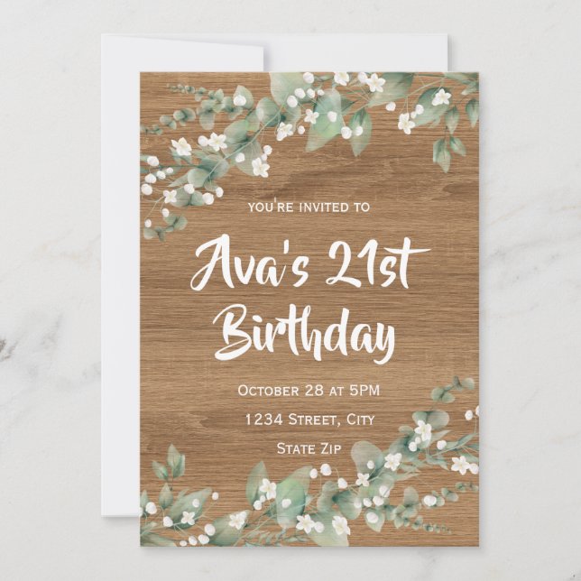Invitación de cumpleaños número 21 – Vegetación rú (Anverso)