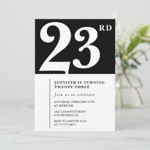 Invitación de cumpleaños número 23 elegante chica