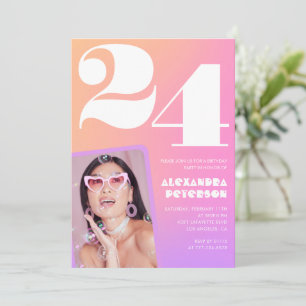 Invitación de cumpleaños número 24 con gradiente r
